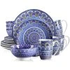 Mandala 16-Piece Porcelain Blue Dinnerware Sets (Service for 4) by vancasso -Dinnerware Shop blue vancasso dinnerware sets vc mandala b sl 64 1000