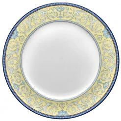 Menorca Palace Blue/Yellow White Bone China Dinner Plate 10-3/4 in. by Noritake