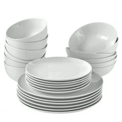 Organic White 24-Piece Casual Bone White Porcelain Dinnerware Set (Service for 6) by Over and Back