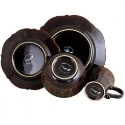 Salia 16-Piece Traditional Brown Stoneware Dinnerware Set (Service for 4) by Elama 9 Salia 16-Piece Traditional Brown Stoneware Dinnerware Set (Service for 4) by Elama -Dinnerware Shop brown dinnerware sets 985106200m fa 1000
