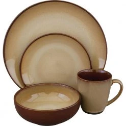 Nova 16-Piece Casual Brown Stoneware Dinnerware Set (Service for 4) by Sango