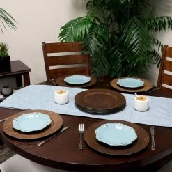 Feri Wooden Skin Luxe Chargers (Set of 12) by Gibson Home -Dinnerware Shop browns tans gibson home charger plates 985105732m 1f 1000