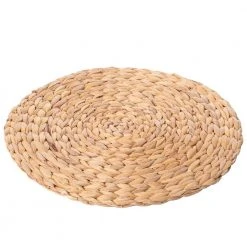 15 in. Brown Decorative Weave Water Hyacinth Round Mat Charger Plates for Dining Table by Vintiquewise