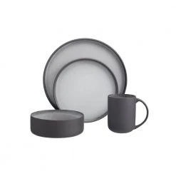 Pierce 16-Piece Charcoal and Shadow Gray Contrast Stoneware Dinnerware Set (Service for 4) by Home Decorators Collection -Dinnerware Shop charcoal and shadow gray home decorators collection dinnerware sets hl861650 66 1000
