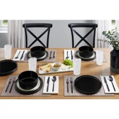 Trenblay Coupe Melamine Dinner Plates in Charcoal Black (Set of 6) by Home Decorators Collection -Dinnerware Shop charcoal black home decorators collection dinner plates tpl1105mdblk 66 1000