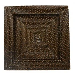 13 in. Brown Square Rattan Charger (Set of 4) by ChargeIt by Jay