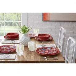 Taryn Melamine Dinner Bowls in Ribbed Chili Red (Set of 6) by StyleWell -Dinnerware Shop chili red stylewell bowls ff5849chi 77 1000