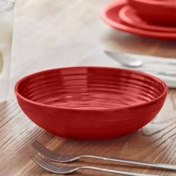 Taryn Melamine Dinner Bowls in Ribbed Chili Red (Set of 6) by StyleWell -Dinnerware Shop chili red stylewell bowls ff5849chi a0 1000