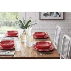 Taryn Melamine Dinner Plates in Ribbed Chili Red (Set of 6) by StyleWell -Dinnerware Shop chili red stylewell dinner plates ff5881chi 1d 1000