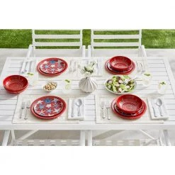 Taryn Melamine Dinner Plates in Ribbed Chili Red (Set of 6) by StyleWell -Dinnerware Shop chili red stylewell dinner plates ff5881chi 66 1000