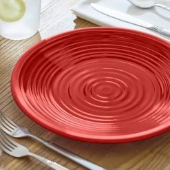 Taryn Melamine Dinner Plates in Ribbed Chili Red (Set of 6) by StyleWell -Dinnerware Shop chili red stylewell dinner plates ff5881chi a0 1000