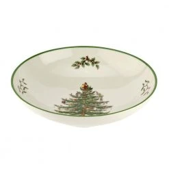 Christmas Tree White Ceramic 10 fl. oz. 9 in. Pasta Bowl by Spode