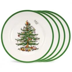 Christmas Tree 4-Piece Ceramic 10.5 in. Dinner Plates (Service for 4) by Spode