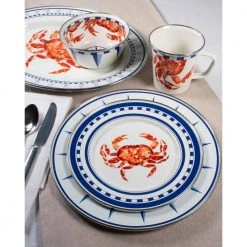 Crab House 8.5 in. Enamelware Round Sandwich Plates (Set of 4) by Golden Rabbit -Dinnerware Shop crab house golden rabbit salad plates dessert plates cr11s4 31 1000