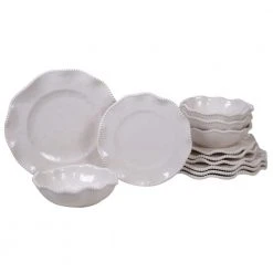 Perlette 12-Piece Solid Cream Melamine Outdoor Dinnerware Set (Service for 4) by Certified International