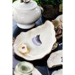 Seaside Medium Oyster Plate (Set of 4) by Abigails 7 Seaside Medium Oyster Plate (Set of 4) by Abigails -Dinnerware Shop cream gray blue abigails salad plates dessert plates 240714 31 1000