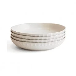 Dinnerware Bowl 32 oz. Cream Stoneware (Set of 4) by Over and Back