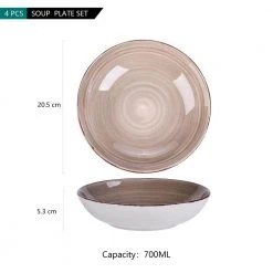 4-Piece Brown Porcelain Dinnerware Set Salad Pasta Bowls Soup Plates (Service for 4) by vancasso 11 4-Piece Brown Porcelain Dinnerware Set Salad Pasta Bowls Soup Plates (Service for 4) by vancasso -Dinnerware Shop cream vancasso bowls vc bella c stp 1f 1000