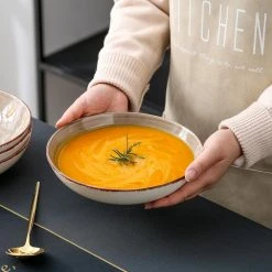 4-Piece Brown Porcelain Dinnerware Set Salad Pasta Bowls Soup Plates (Service for 4) by vancasso 12 4-Piece Brown Porcelain Dinnerware Set Salad Pasta Bowls Soup Plates (Service for 4) by vancasso -Dinnerware Shop cream vancasso bowls vc bella c stp 44 1000