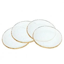 7 in. Harper Crystal Dessert Plates with Gold Trim (Set of 4) by Godinger