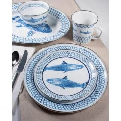 Fish Camp 24 fl. oz. Enamelware Salad Bowls (Set of 4) by Golden Rabbit -Dinnerware Shop fish camp golden rabbit bowls fc61s4 31 1000