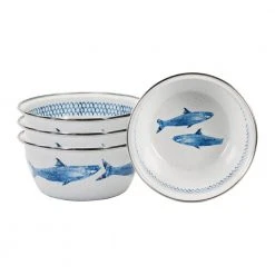 Fish Camp 24 fl. oz. Enamelware Salad Bowls (Set of 4) by Golden Rabbit