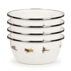 Fishing Fly 24 fl. oz. Enamelware Salad Bowls (Set of 4) by Golden Rabbit
