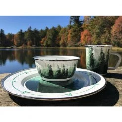 24 oz. Forest Glen Enamelware Salad Bowl (Set of 4) by Golden Rabbit -Dinnerware Shop forest glen golden rabbit bowls fg61s4 4f 1000