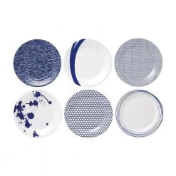 Pacific Mixed Patterns Blue and White Accent Plates (Set of 6) by Royal Doulton