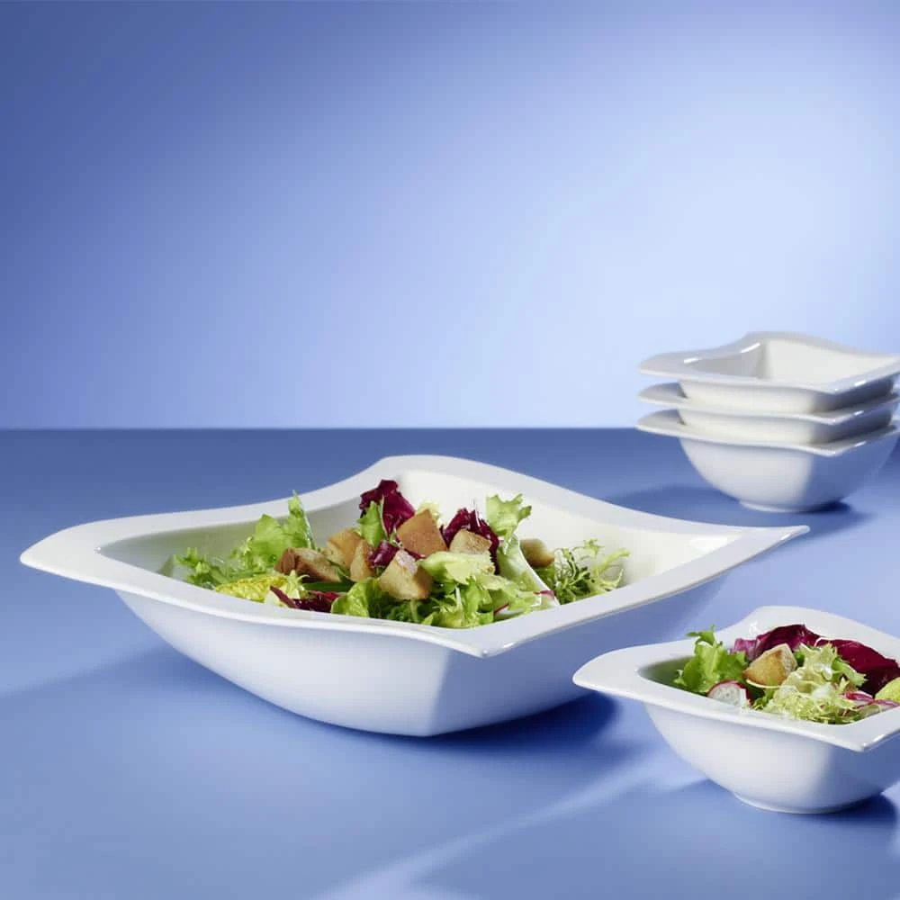 New Wave White Porcelain 13 in. Square Salad Bowl by Villeroy & Boch 5 New Wave White Porcelain 13 in. Square Salad Bowl by Villeroy & Boch - Image 3