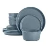 12-Piece Coupe Stoneware Dinner Set in Steel Blue (Service for 4) by StyleWell