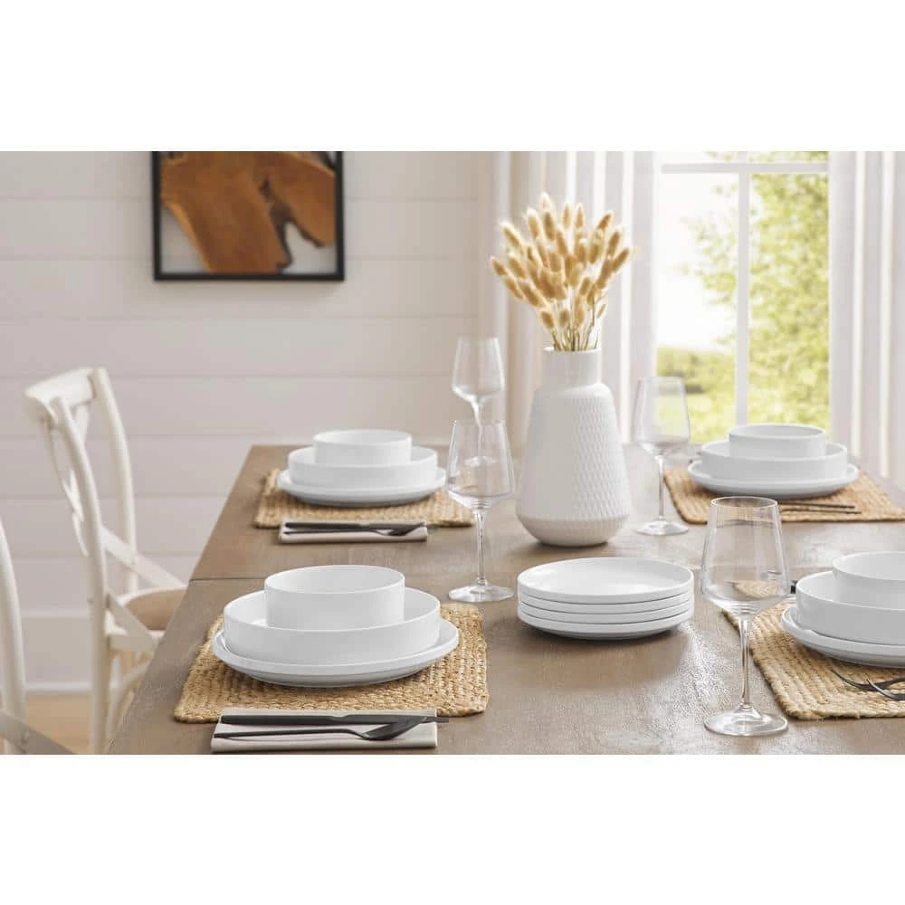 Chastain 16-Piece Solid Stoneware Dinnerware Set in Gloss White (Service for 4) by StyleWell 7 Chastain 16-Piece Solid Stoneware Dinnerware Set in Gloss White (Service for 4) by StyleWell - Image 5
