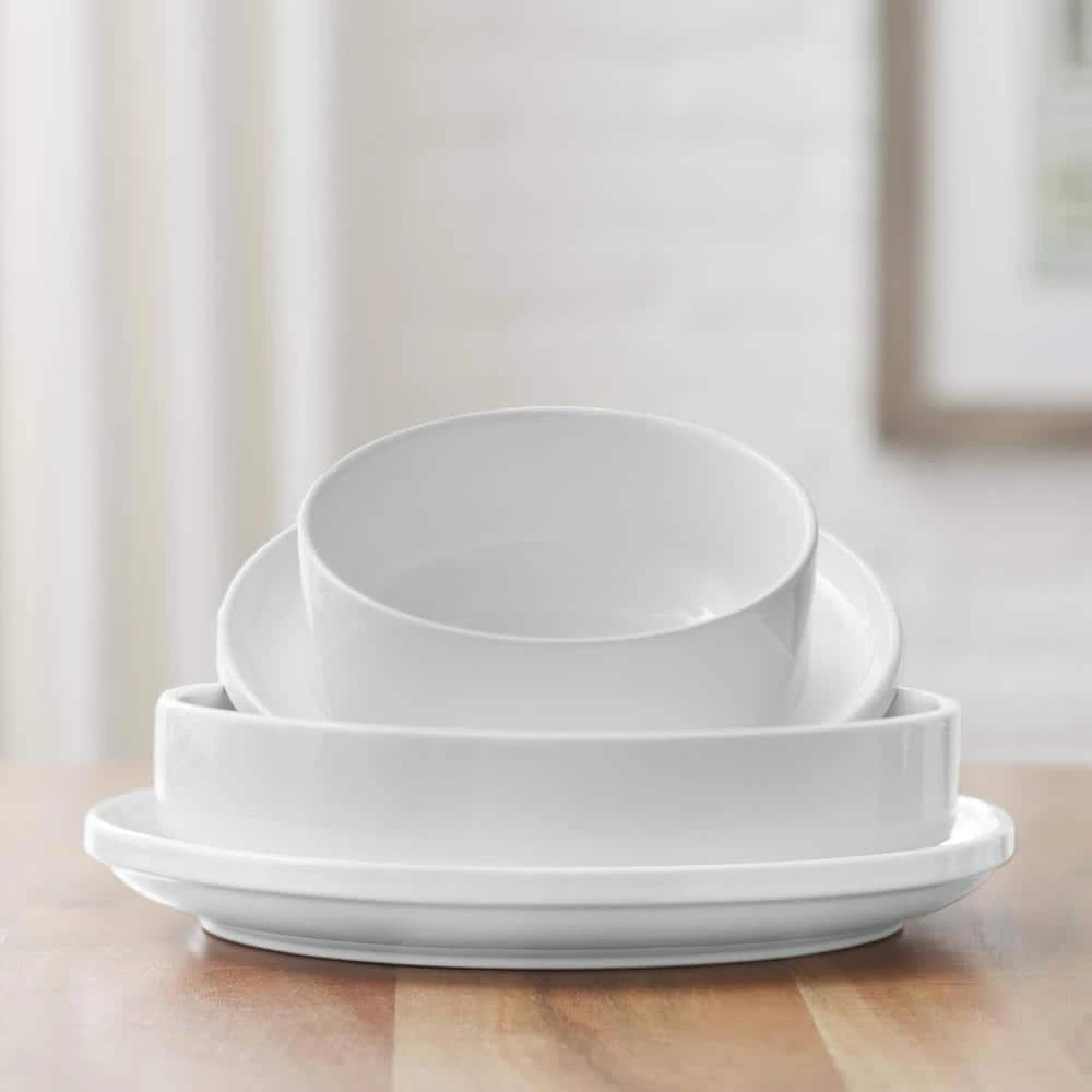 Chastain 16-Piece Solid Stoneware Dinnerware Set in Gloss White (Service for 4) by StyleWell 6 Chastain 16-Piece Solid Stoneware Dinnerware Set in Gloss White (Service for 4) by StyleWell - Image 4