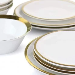 Premier Gold Fine Ceramic 12-Piece Dinnerware Set by GIBSON HOME -Dinnerware Shop gold gibson home dinnerware sets 985116525m 1f 1000