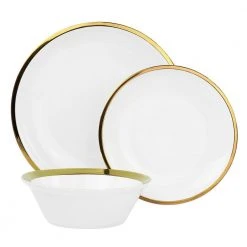 Premier Gold Fine Ceramic 12-Piece Dinnerware Set by GIBSON HOME -Dinnerware Shop gold gibson home dinnerware sets 985116525m c3 1000