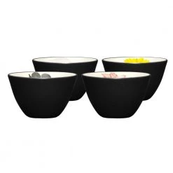 Colorwave Graphite Black Stoneware Floral Mini Bowls (Set of 4) 4 in., 7 oz. by Noritake