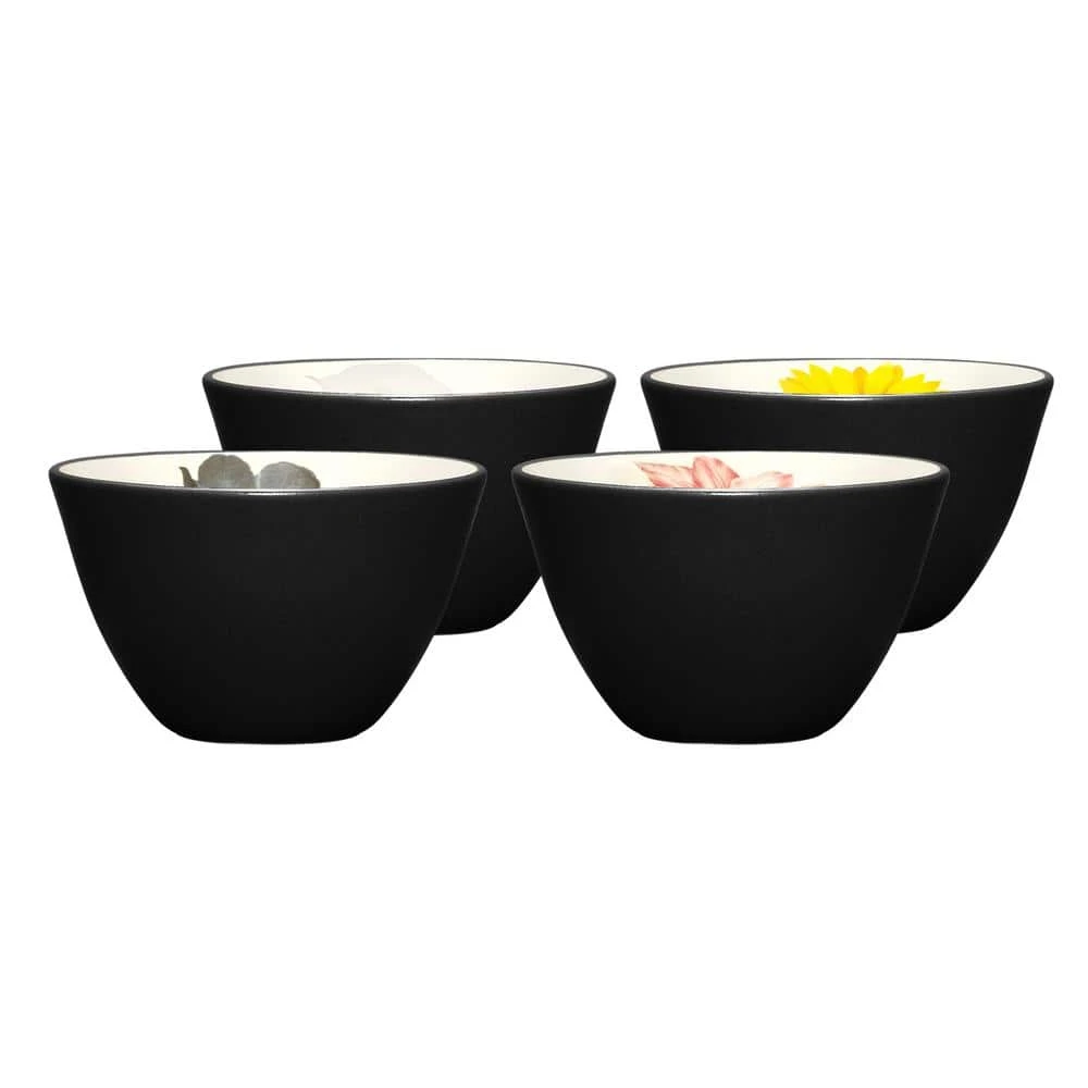 Colorwave Graphite Black Stoneware Floral Mini Bowls (Set of 4) 4 in., 7 oz. by Noritake 3 Colorwave Graphite Black Stoneware Floral Mini Bowls (Set of 4) 4 in., 7 oz. by Noritake