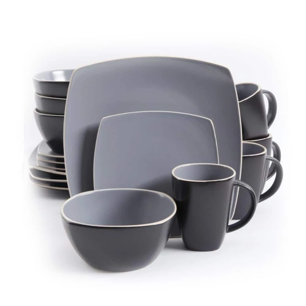 Soho Lounge 16-Piece Contemporary Gray Stoneware Dinnerware Set (Service for 4) by Gibson Home 6 Soho Lounge 16-Piece Contemporary Gray Stoneware Dinnerware Set (Service for 4) by Gibson Home - Image 4
