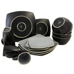 Soho Lounge 16-Piece Contemporary Gray Stoneware Dinnerware Set (Service for 4) by Gibson Home
