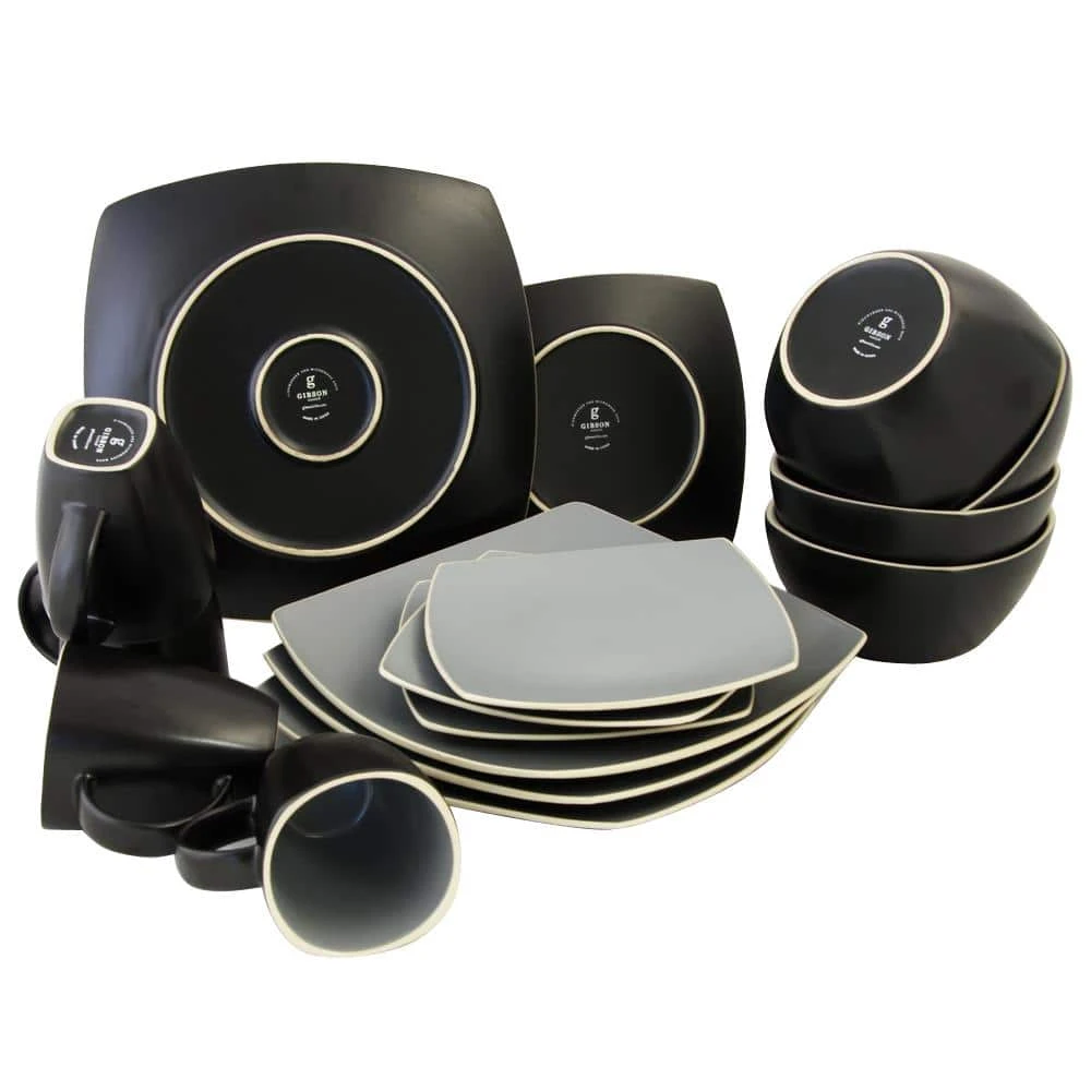 Soho Lounge 16-Piece Contemporary Gray Stoneware Dinnerware Set (Service for 4) by Gibson Home 3 Soho Lounge 16-Piece Contemporary Gray Stoneware Dinnerware Set (Service for 4) by Gibson Home
