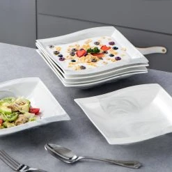 Flora 19 fl.oz Marble Gray Porcelain Pasta Bowl (Set of 6) by MALACASA 10 Flora 19 fl.oz Marble Gray Porcelain Pasta Bowl (Set of 6) by MALACASA -Dinnerware Shop gray malacasa bowls flora 6sp grey 1f 1000