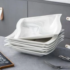 Flora 19 fl.oz Marble Gray Porcelain Pasta Bowl (Set of 6) by MALACASA 11 Flora 19 fl.oz Marble Gray Porcelain Pasta Bowl (Set of 6) by MALACASA -Dinnerware Shop gray malacasa bowls flora 6sp grey 44 1000