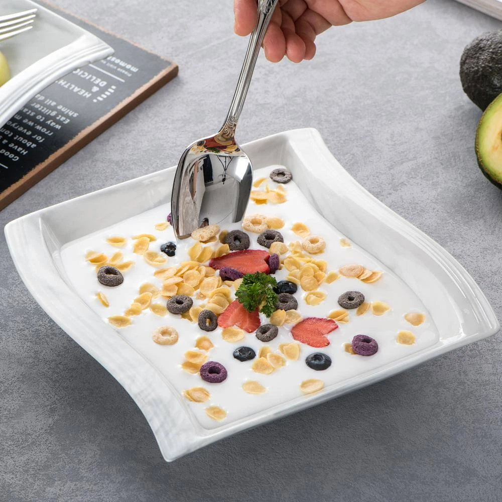 Flora 19 fl.oz Marble Gray Porcelain Pasta Bowl (Set of 6) by MALACASA 5 Flora 19 fl.oz Marble Gray Porcelain Pasta Bowl (Set of 6) by MALACASA - Image 3