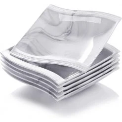 Flora 19 fl.oz Marble Gray Porcelain Pasta Bowl (Set of 6) by MALACASA