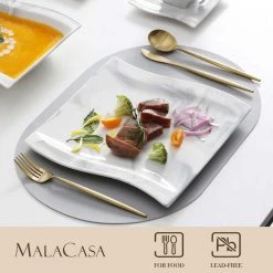 Flora 30-Piece Marble Gray Porcelain Dinnerware Set with Dinner Plates, Cup and Saucer Set (Service for 6) by MALACASA 11 Flora 30-Piece Marble Gray Porcelain Dinnerware Set with Dinner Plates, Cup and Saucer Set (Service for 6) by MALACASA -Dinnerware Shop gray malacasa dinnerware sets flora 30 grey 4f 1000