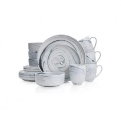 32-Piece Casual Gray Porcelain Dinnerware Set (Set for 8) by STONE LAIN -Dinnerware Shop gray stone lain dinnerware sets blb0463 b020002 31 1000