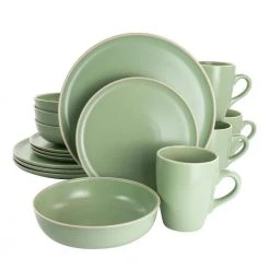 Serenade 16-Piece Green Round Stoneware Dinnerware Set by GIBSON elite