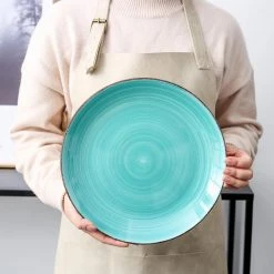 Series Bella Dinner Plate Dinnerware 4-Pieces Green Porcelain Crockery in Vintage Look (Service Set for 4) by vancasso -Dinnerware Shop green vancasso dinner plates vc bella g sdp 1f 1000