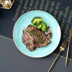 Series Bella Dinner Plate Dinnerware 4-Pieces Green Porcelain Crockery in Vintage Look (Service Set for 4) by vancasso -Dinnerware Shop green vancasso dinner plates vc bella g sdp 44 1000