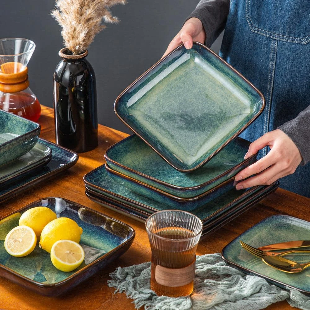 Stern 16-Piece Green Stoneware Dinnerware Set (Service for 4) by vancasso 8 Stern 16-Piece Green Stoneware Dinnerware Set (Service for 4) by vancasso - Image 6